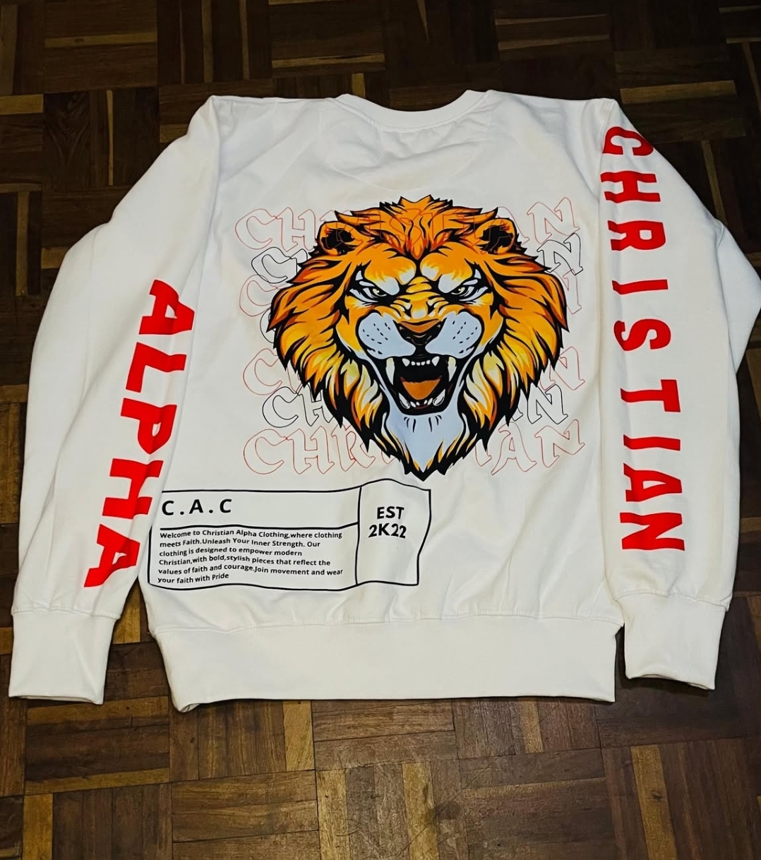 Christian Alpha — Lion Sweater White